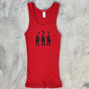 Evil Kitty devilish cats tank top size medium